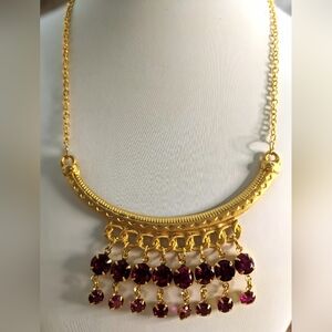 Red Renaissance Synthetic Ruby 28 Total Carats Weight In Matte Gold Necklace